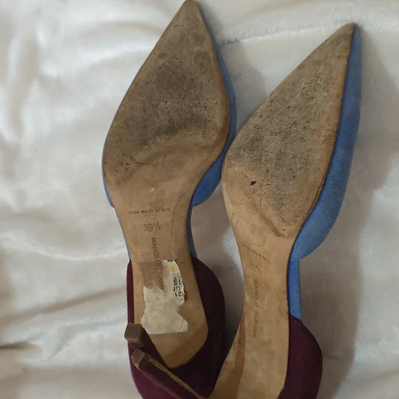 Manolo Blahnik Tayler Suede Heels - Purple, Blue, - Picture 8 of 10